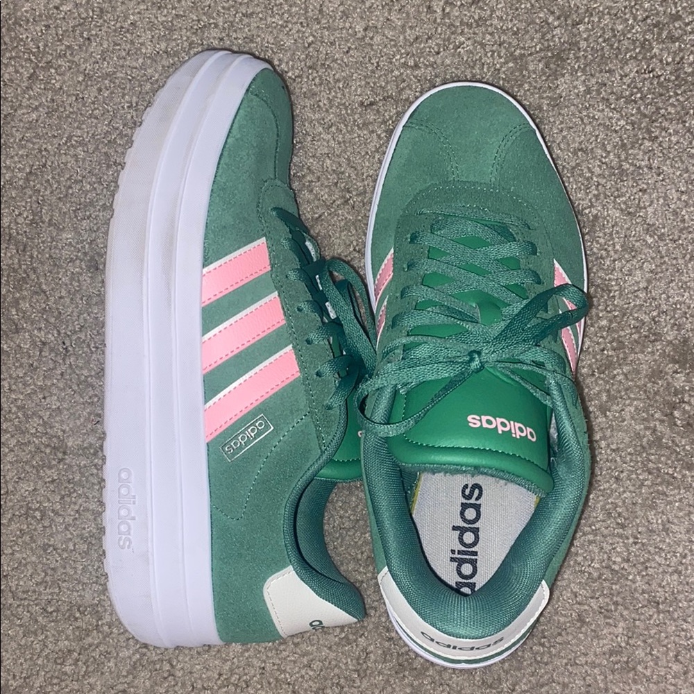 Adidas Suede Sneakers in Green and Pink